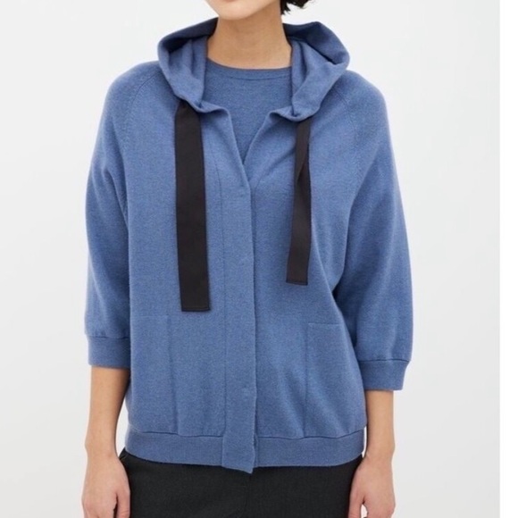 Brunello Cucinelli 100% Cashmere cardigan blue monili trim size M